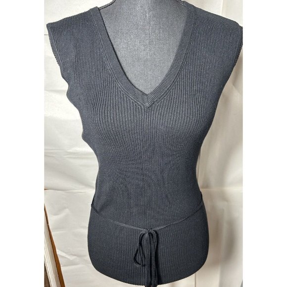 BCBG MAXAZRIA Black V Neck Sweater Vest Top Sleeveless Size S - Picture 2 of 10